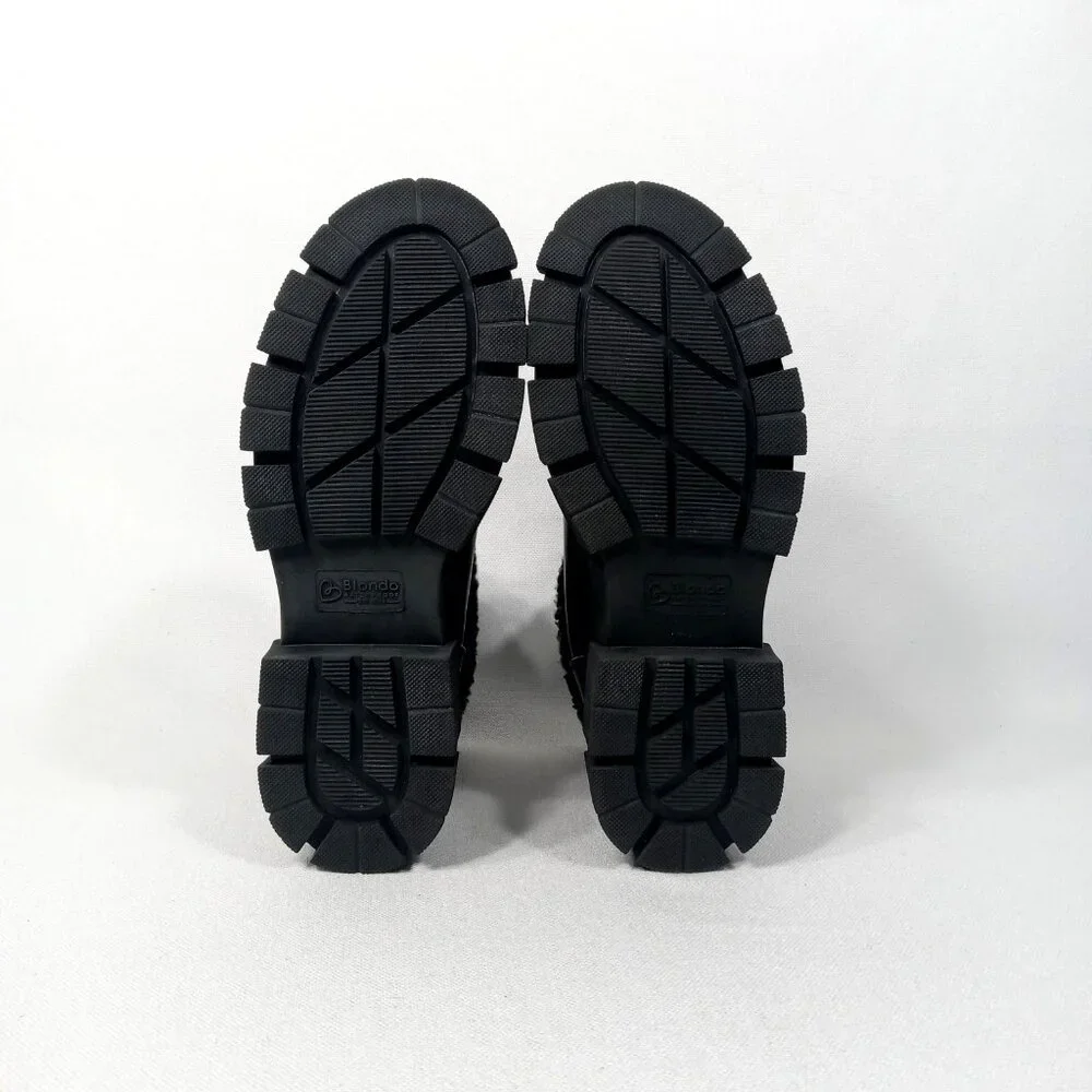 BLONDO Plaka Black Leather Winter Boots Lug Sole Waterproof Women's Size 6 M